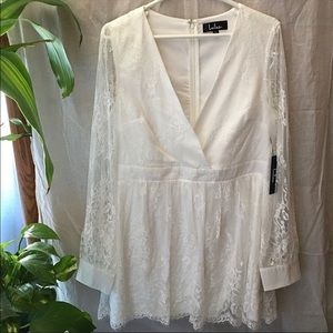 Lulus - Promise Me This White Lace Long Sleeve Skater Dress (XL) NWT